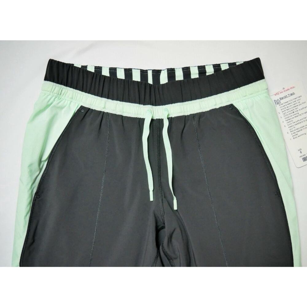 Lululemon Run Bandit Track Pant NWT Size 2 Mini Hyper Stripe Mint Teal Black